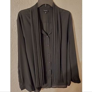 Euc Black Who What Wear Sheer Button Down with Tie Front